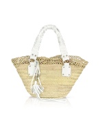 Straw and Leather Bucket Bag