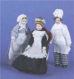 Dolls House Dolls Set - Cook , Maid and Cleaning Lady