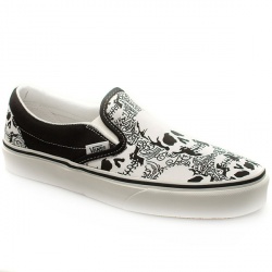 Vans Male Classic Slip Ii Skull Fabric Upper Fashion Large Sizes in Black and White