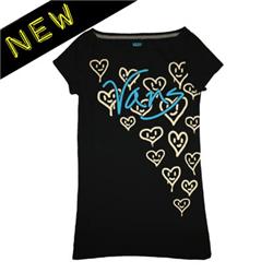 Womens Smiley Hearts T-Shirt - Onyx