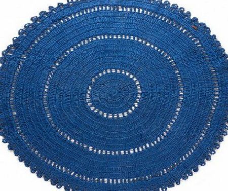 Varanassi Hemp Gypsy rug - round Blue `One size