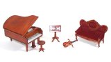 vdp Beautiful music room for dolls houses handmade 5 pieces 1:12