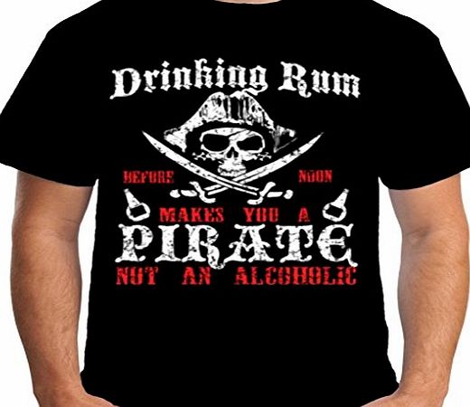 Velocitee Mens T-Shirt Drinking Rum Pirate W16527 XL Black