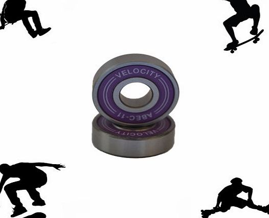 Velocity New super spin 2 pack Velocity Precision Abec 11 bearings purple seals Skateboard scooter Quad inline Roller skate derby 7 9