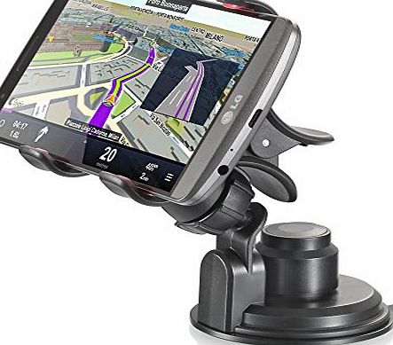 Vena Clip Grip Universal Car Mount Holder with Sticky Gel Sunction Cup for Apple iPhone 6/6 Plus/5/5S/5C, Samsung Galaxy S6/S5/S4/S3, Note Edge/Note 4/3, HTC One M7/M8/M9, Motorola Moto G/ X 2014/DRO