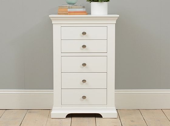 Venice White Tall 5 Drawer Chest 1041.004