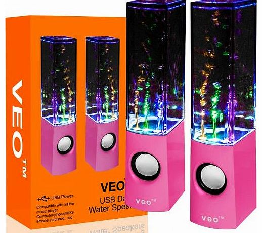  - USB Dancing Water Speakers pink - for PC, Mac, MP3 Players, Mobile Phones inc. iPhone & Tablets