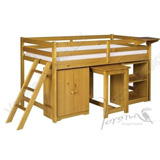 Cabin Bed Set of Bed, Cupboard, Desk and Bookcase in Pine with Antique finish
