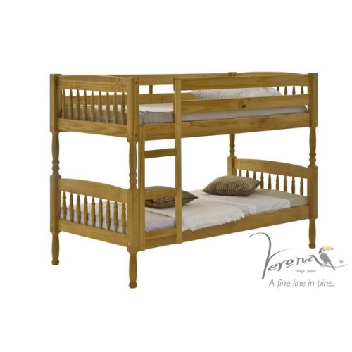 Milano Small Single Bunk Bed in Antique Pine Short