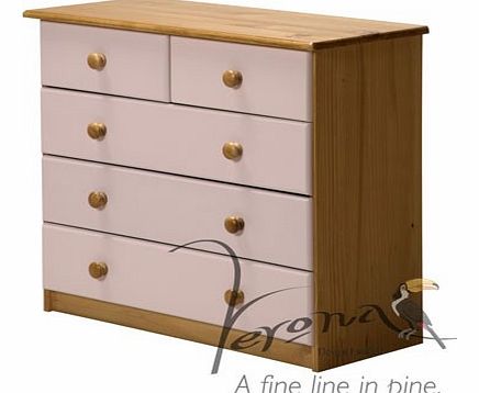 3+2 Drawer Chest Antique With Pink Details