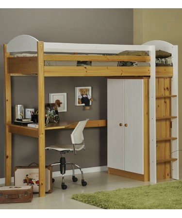 Highsleeper bed desk and wardrobe