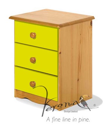 Verona Designs Lime 3 Drawer Bedside Cabinet