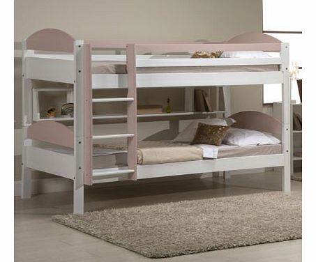 Maximus White 3ft Bunk Bed With Pink Details