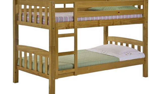 Verona Pine Single Bunk Bed, Childrens America 3ft, Antique Finish, 5 Year Guarantee