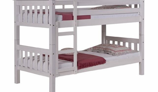 Verona White Wash Single Bunk Bed, Pine Standard 3ft Barcelona, 5 Year Guarantee