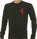 Black Cotton Mix Sweatshirt with Large Red Logo