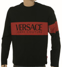 Versace Black Long Sleeve T-Shirt with Red & Black Logo
