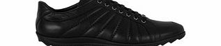 Black leather cleated sole sneakers