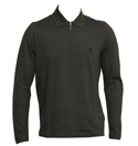 Grey 1/4 Zip Long Sleeve Polo Shirt