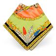 Indian Chief Orange and Pistachio Printed Silk Square Scarf
