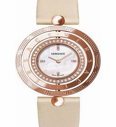 Versace Ladies EON Analogue Watch 80Q81SD498 S002 with Diamond Set and Rose Gold Plated 2- Ring Satin Strap