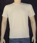 Mens Beige Ribbed Round Neck Stretchy T-Shirt