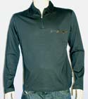 Versace Mens Black 1/4 Zip Long Sleeve Cotton Polo Shirt