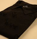 Versace Mens Black with Light Grey Print Long Sleeve Cotton Mix Shirt
