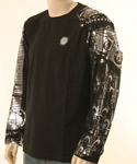 Mens Black with Silver Design Long Sleeve T-Shirt