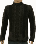 Mens Versace Black & Dark Grey Mix Turtle Neck Wool Mix Sweater