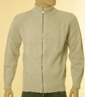 Mens Versace Light Beige Full Zip High Neck Wool Mix Sweater