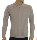 Mens Versace Light Grey Full Zip Wool Sweater with Collar