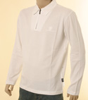 Mens Versace White 1/4 Zip Long Sleeve Polo Shirt