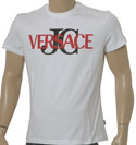 White T-Shirt with Black & Red Versace JC Logo