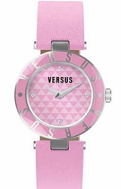 Ladies Pink Strap Logo Watch