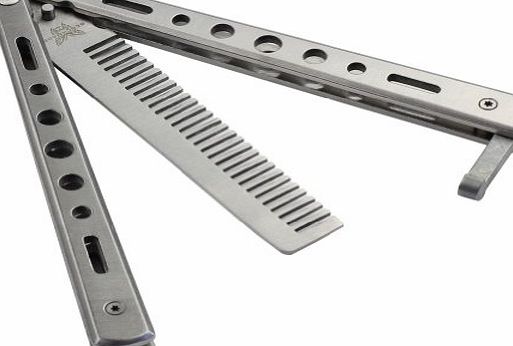VERY100 Butterfly Practice Balisong Butter Fly Style Steel Comb (Sliver)