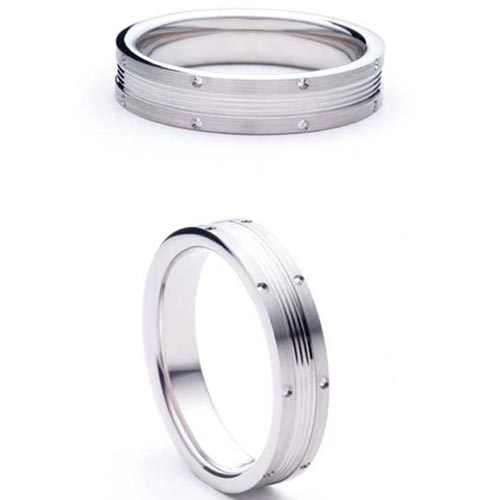 5mm Medium Flat Court Vicino Wedding Band Ring In 9 Ct White Gold