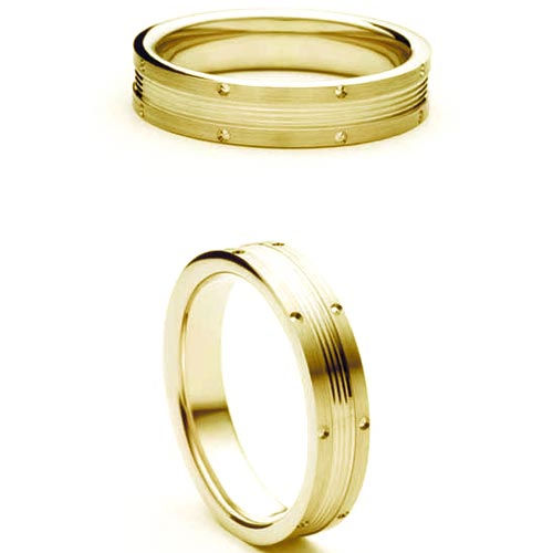 5mm Medium Flat Court Vicino Wedding Band Ring In 9 Ct Yellow Gold