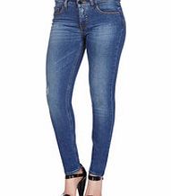 Blue distressed super skinny jeans