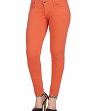 Victoria Beckham Orange cotton blend power skinny jeans