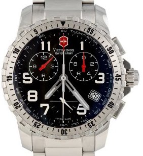 Alpnach Chrono Mens Quartz Watch with Black Dial Chronograph Display and Silver Stainless Steel Strap 241196