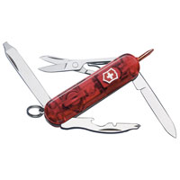 Midnite Manager Translucent Red Swiss Army Knife   LED 10 Functions 06366T