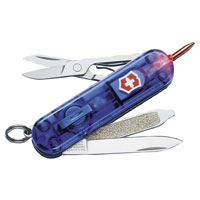Signature Translucent Blue Swiss Army Knife   LED 7 Functions 06226T2