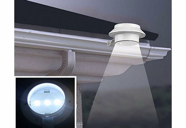 VicTsing 3 LED Solar Powered Fence Gutter Light Outdoor Garden Wall Lobby Pathway Lamp (Energy Saver With High Technology)