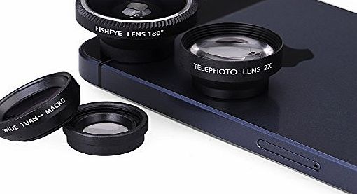 Magnetic Detachable Fish-Eye Lens Wide Angle Micro Lens Telephoto Lens 4-in-1 Kits Sliver for iphone 6 / 6 Plus 5 5C 5S 4S 4 3GS ipad Air ipad mini ipad 5 4 3 2 Samsung Galaxy S4 S3 S2 Note 3