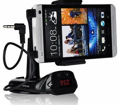 VicTsing Smartphone Car Kit Car Mount holder   USB Charger 5V/1A Output   FM Transmitter   Handsfree for Samsung Galaxy S3 S4 S5 Note 2 3 iPhone 4S 5 5S 5C HTC One M7 M8 Sony Xperia Z2 Z1 L39H Z L36h