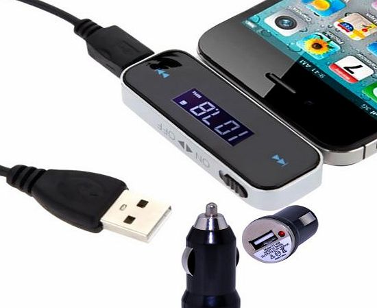 VicTsing Wireless 3.5mm In-car FM Transmitter Car Audio Radio Adapter for iPhone 6 / 6 Plus 5S 5C 5 5G 4S 4 3GS 3G iPad 2 3 4 5 ipad mini Samsung Galaxsy S4 S3 Note 3 HTC One M7 / Mini with Car Charge