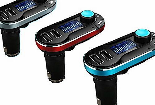 Wireless In-Car MP3 Player Bluetooth FM Transmitter Car Kit with Mic, Hands-Free Calling, and Dual USB Charging 5V/2.1A Output, Micro SD/TF card Reader Slot and AUX in For All Bluetooth Mobil