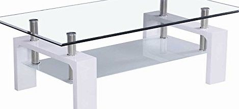 Vida Designs Elise Coffee Table, Glass, White