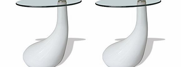 vidaXL Living Room Glass Coffee Tables Glossy White - Set of 2